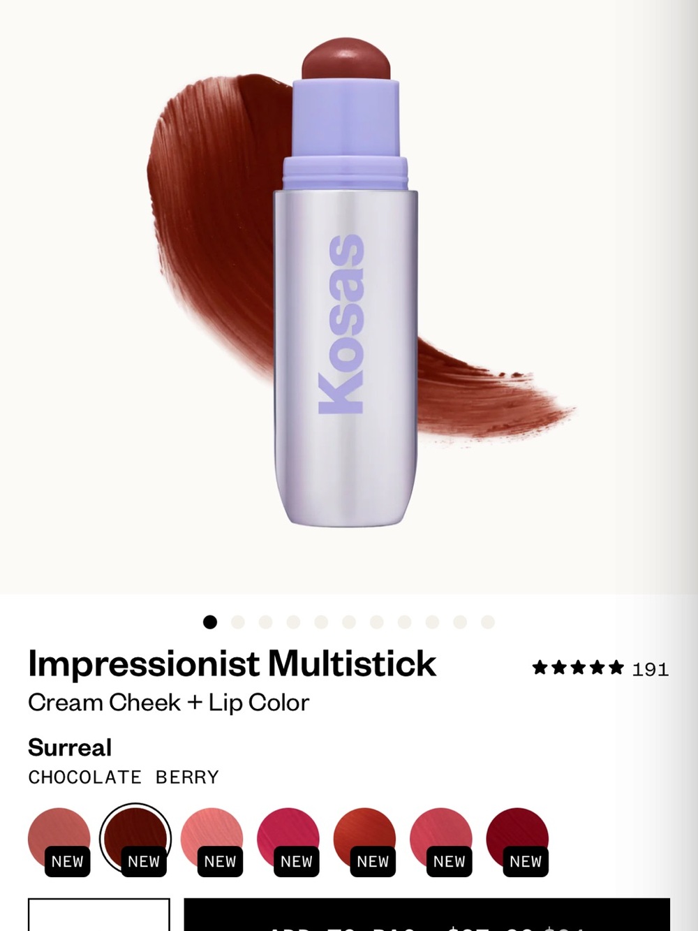 1 Kosas Impressionist Multistick in Surreal Chocolate Berry